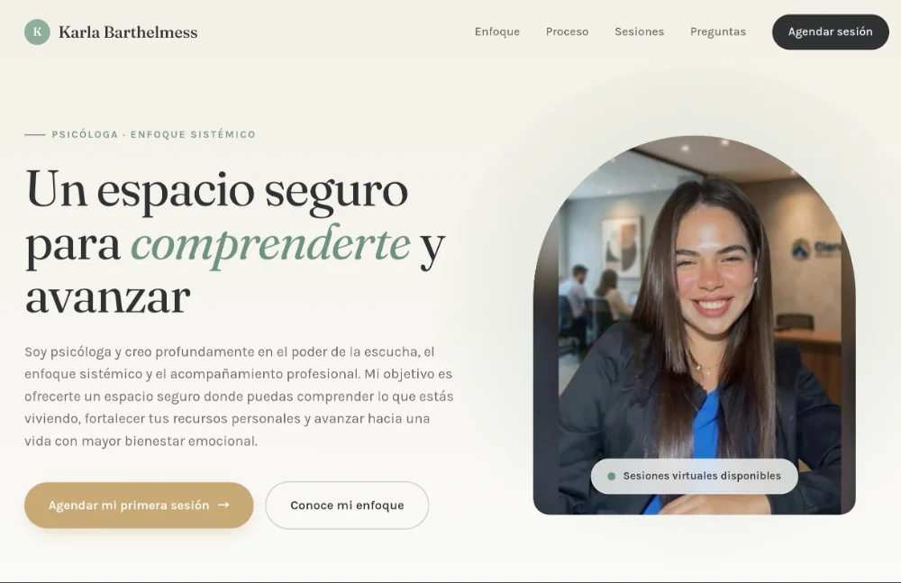 Landing page de Lic. Karla Barthelmess