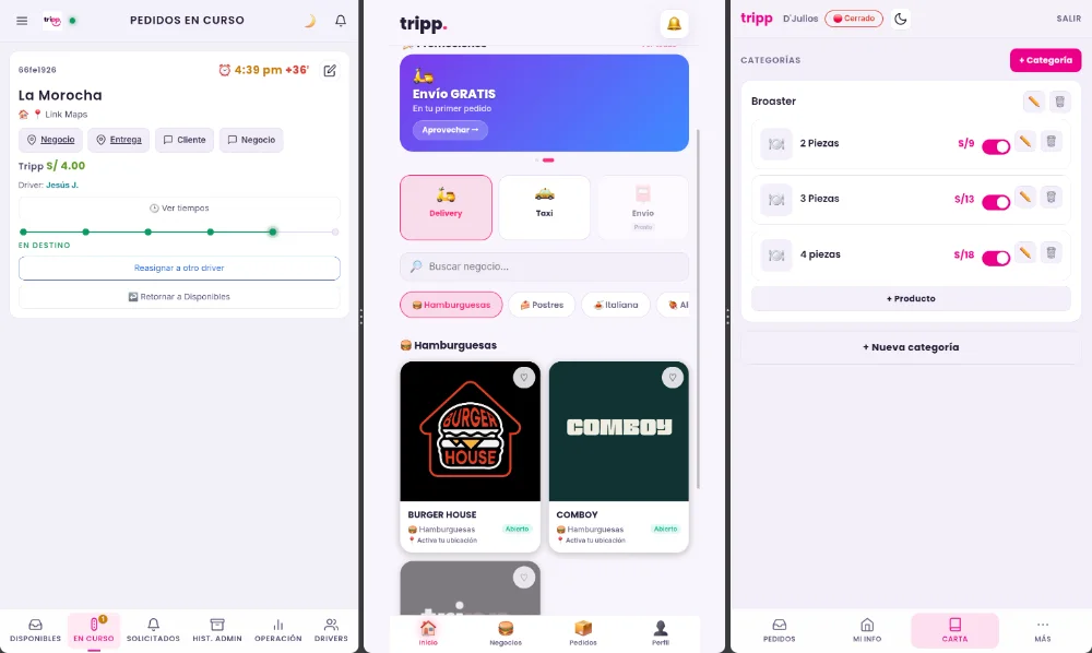 Sistema de apps de delivery Tripp